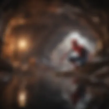 Exploration in the Depths Spider-Man exploring a mysterious underground cave