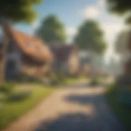 A serene village landscape in Animal Crossing