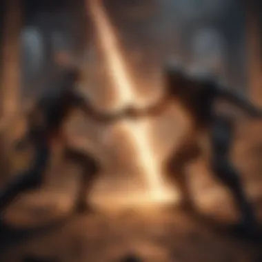 Epic Battle Confrontation Dynamic battle scene from an anime game