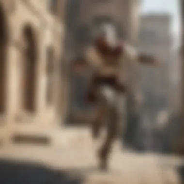 The Art of Parkour: Movement Mechanics in Assassin's Creed II A dynamic scene capturing the agile movements of the protagonist, showcasing parkour and stealth mechanics.