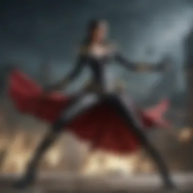 Artistic depiction of Bayonetta in a fierce battle stance