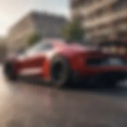 Dynamic racing action scene showcasing speed and excitement