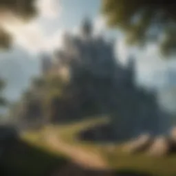 A breathtaking fantasy landscape showcasing an ancient castle