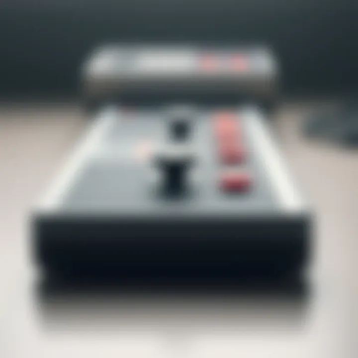 Detailed View of Classic NES Controller Design Close-up of Classic NES Controller showcasing its design features