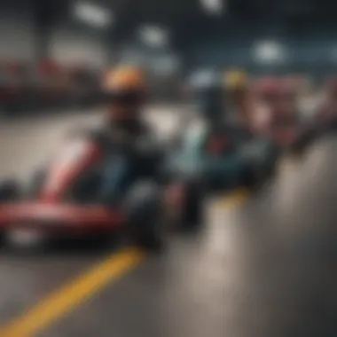 Kids' Go Kart Race Lineup Group of colorful kids' go karts lined up for a race