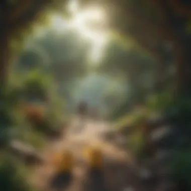 Exploration in the Pokémon World An engaging depiction of Pokémon trainers exploring diverse landscapes