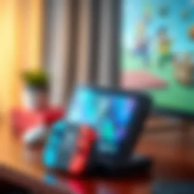 Nintendo Switch Docked Setup Nintendo Switch docked and connected to a TV