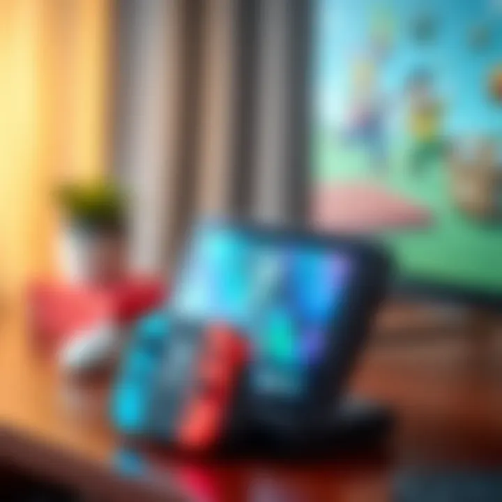 Nintendo Switch Docked Setup Nintendo Switch docked and connected to a TV