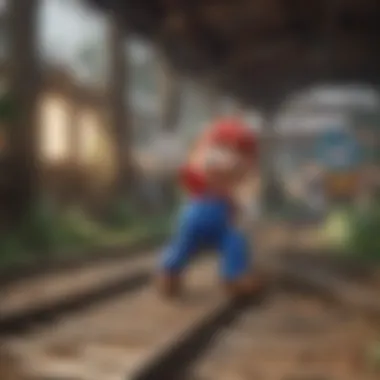 A cultural representation of the Mario Track Set in various media, illustrating its significance in gaming history