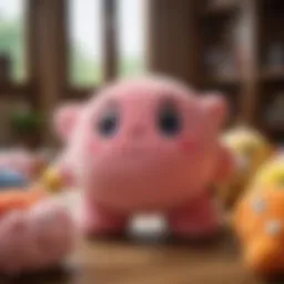 A vibrant display of various Kirby plush toys showcasing their unique designs.