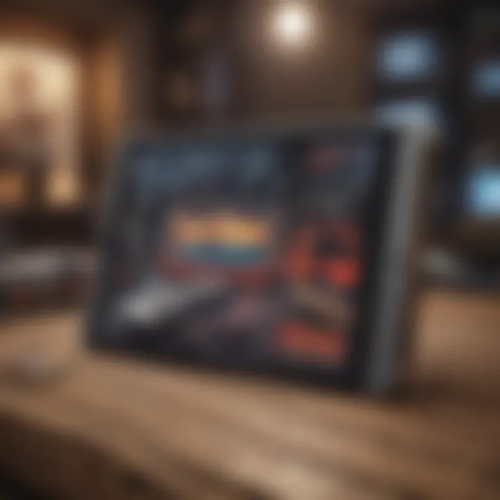 A digital tablet displaying retro gaming content, symbolizing the transition from print to digital.