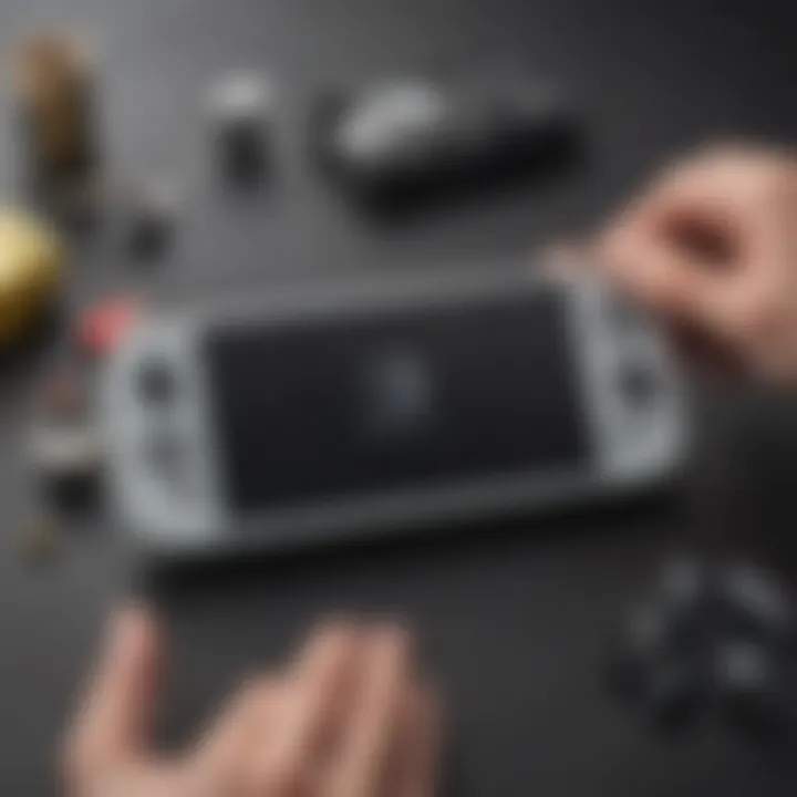 Disassembled Nintendo Switch Lite with knob removed