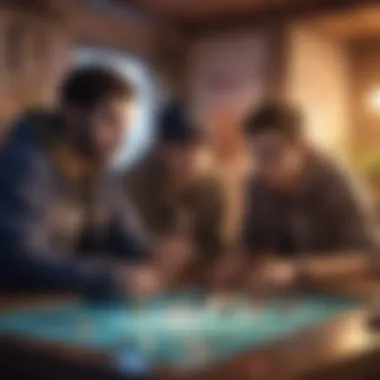 Conceptual image of gamers discussing strategies online