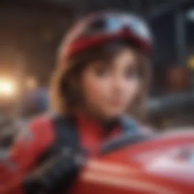 Character Integration in Disney Racers Close-up of a character vehicle from the Disney Racers series