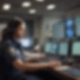 Illustration depicting a 911 emergency dispatcher in action