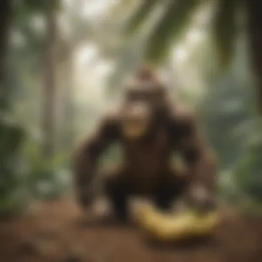 Donkey Kong collecting bananas in a tropical setting