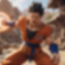 Dynamic combat scene in Dragon Ball FighterZ