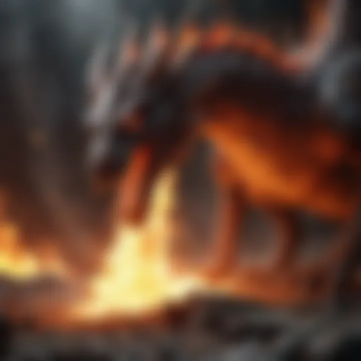 Dragon breathing fire in a fierce battle scene