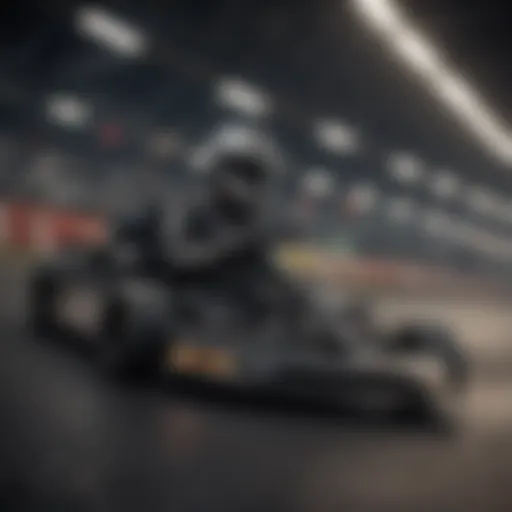 Sleek black electric go kart racing on track