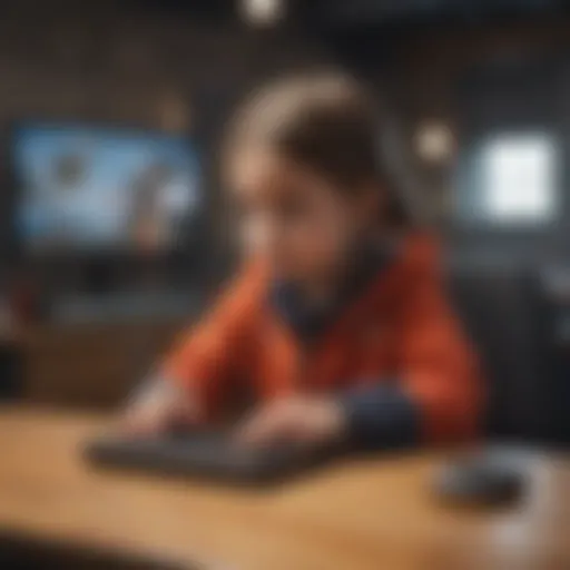 Young child engaged in educational computer game