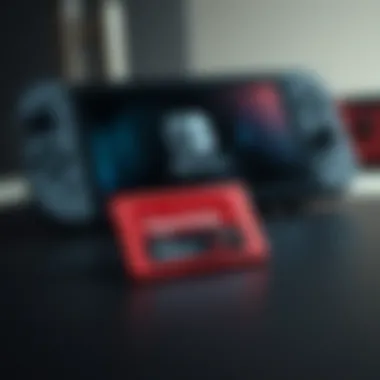 SanDisk Storage Solutions for Gaming SanDisk memory card with Nintendo Switch Lite in background