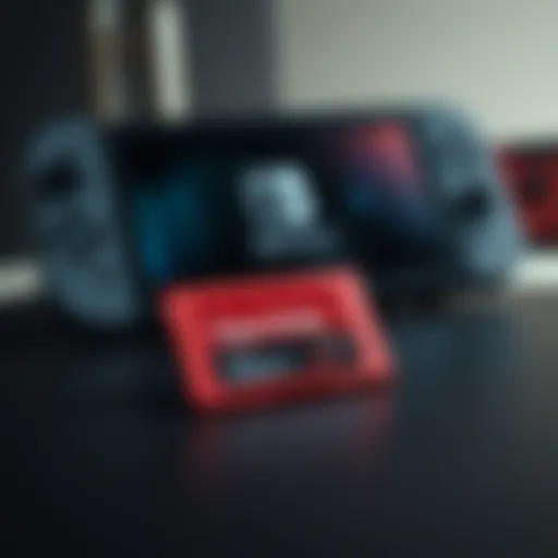 SanDisk Storage Solutions for Gaming SanDisk memory card with Nintendo Switch Lite in background