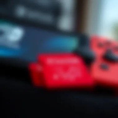 Compatibility of SanDisk Cards and Switch Lite Close-up of SanDisk memory card compatibility with Nintendo Switch Lite