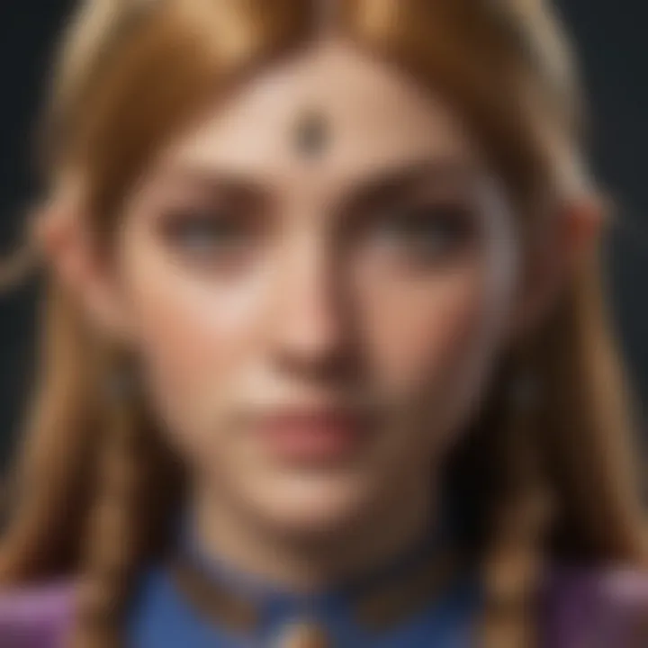 Close-up of a character from a Zelda game showcasing intricate design