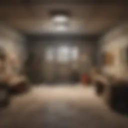 Interior layout of a modern fallout shelter showcasing multi-functional spaces.