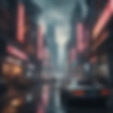 Futuristic cyberpunk cityscape