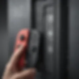 Close-up view of a Nintendo Switch being connected to a storage device
