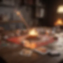 Artistic representation of Exploding Kittens game setup