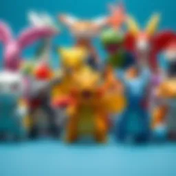 Diverse range of Pokémon plastic figures showcasing different designs and colors