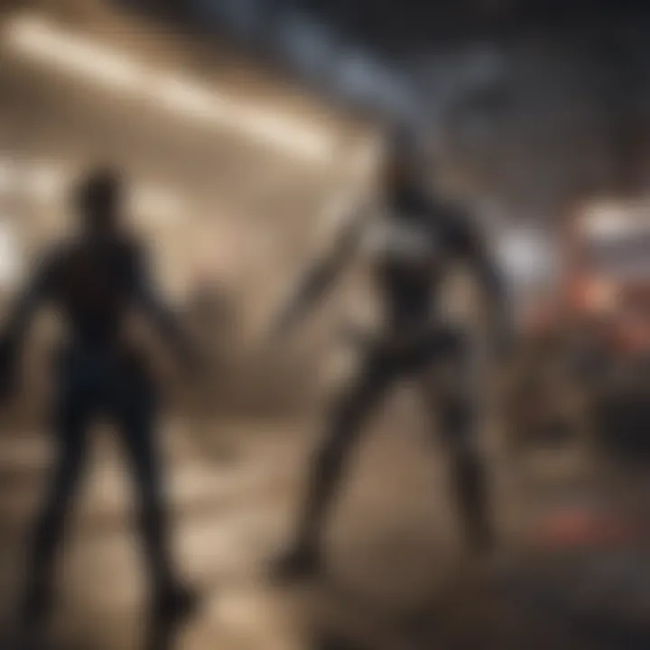 An action-packed scene featuring dynamic characters engaging in gameplay within an Aeril title.