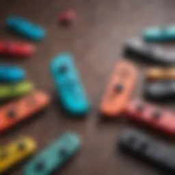 Colorful Nintendo Switch Joy-Cons displayed in a vibrant setting