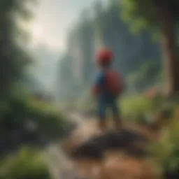 A vibrant illustration depicting iconic Nintendo characters in a dynamic landscape