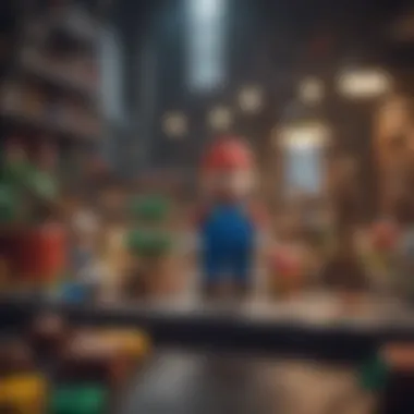 Group of fans enjoying and playing with Super Mario LEGO sets