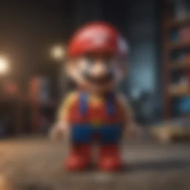 Interactive LEGO Mario Figure Close-up of a LEGO Mario figure with interactive features and accessories