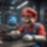 Super Mario Bros character in a futuristic gaming environment