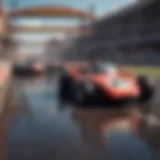 A vibrant race track featuring iconic Disney characters