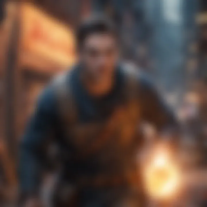 An intense action scene from an adventure game highlighting gameplay mechanics.