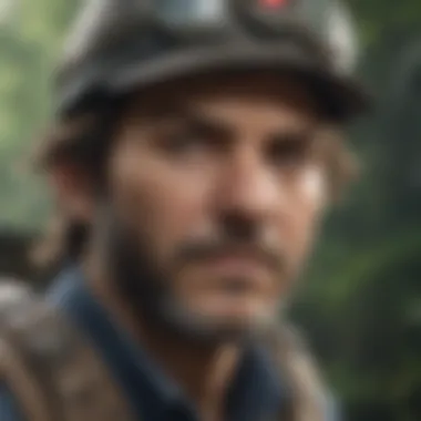 A close-up of a character in an adventure game showcasing unique design and artistry.