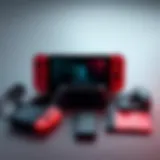 A sleek Nintendo Switch with various accessories laid out