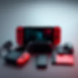 A sleek Nintendo Switch with various accessories laid out