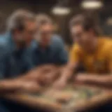 A group engaging in a board game night, showcasing camaraderie and strategic thinking.
