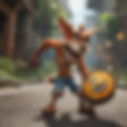 A vibrant scene depicting Crash Bandicoot in action, showcasing his iconic gameplay mechanics.