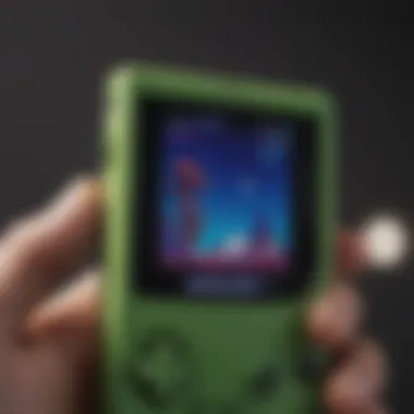 Close-up of the Game Boy Color's backlight modification