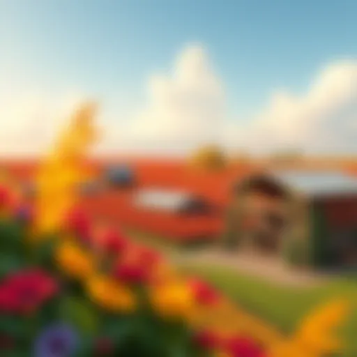 Colorful landscape of a Harvest Moon farm