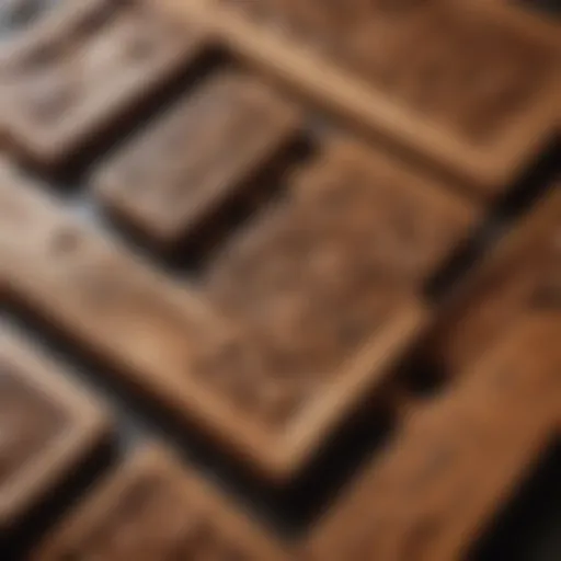 A close-up view of a beautifully crafted wooden sliding block puzzle showcasing its intricate design.