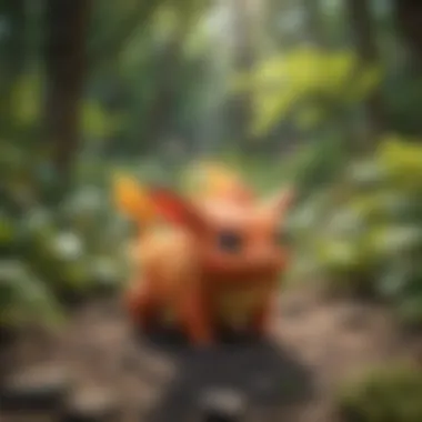 Vibrant Leafguard Pokémon in Nature A vibrant Leafguard Pokémon in a natural environment, showcasing its unique foliage-like features.